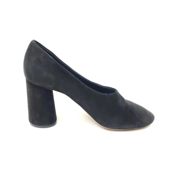 Celine Phoebe Philo Elliptic 85mm Block Heel Pumps Round Toe Black Suede EUR 40 - Picture 2 of 11